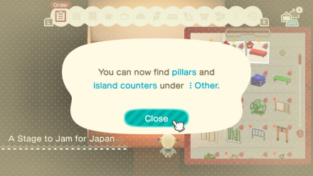 ACNH - notification about pillars and counters