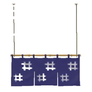 The Well-Frame Pattern (Igeta) version of Horizontal Split Curtains