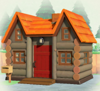 ACNH - Log Cabin Ash Brown Log Exterior