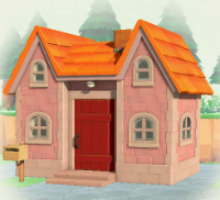 ACNH - Log Cabin Pink Brick Exterior