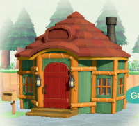 ACNH - Cottage Green and Orange Woodwork