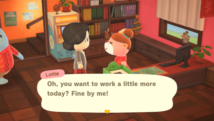 ACNH - Talk to Lottie to go to work