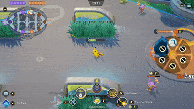 Pokemon UNITE - Pikachu Using Electroweb to Escape Snorlax