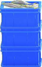 The Blue version of Stacked Fish Containers