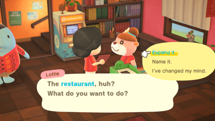 ACNH - Talk to Lottie to Work on the Private Room