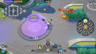 Pokemon UNITE - Greninja Using Water Shuriken on Pikachu