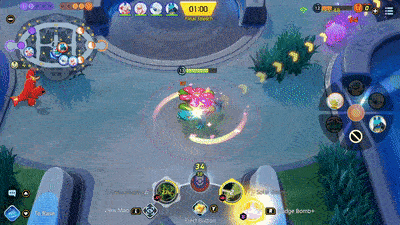 Pokemon UNITE - Venusaur Using Solar Beam on Eldegoss and Lucario