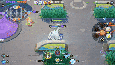 Pokemon UNITE - Alolan Ninetales Using Avalanche on Slowbro and Pikachu