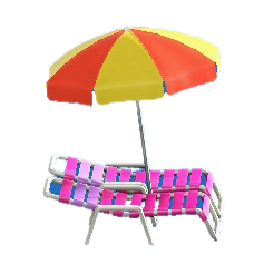 The Red and Yellow version of Beach Chairs with Parasol