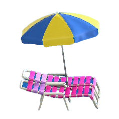 The Blue and Yellow version of Beach Chairs with Parasol