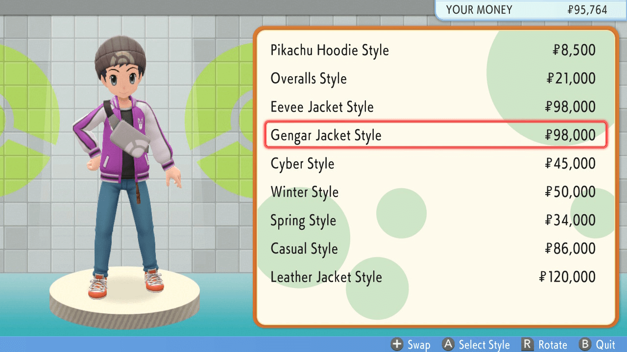 Pokemon BDSP Buy Clothes