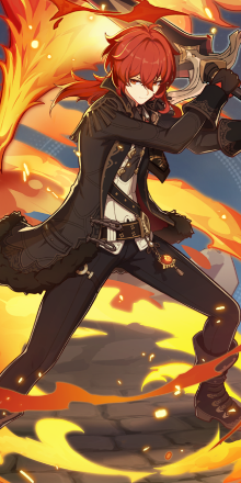 Genshin - Darknight Blaze Outfit Showcase