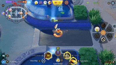 Pokemon UNITE - CInderace Using Feint and Attacking Eldegoss