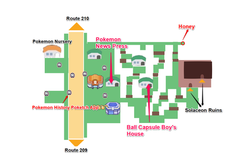 Pokemon BDSP - Solaceon Town with Items
