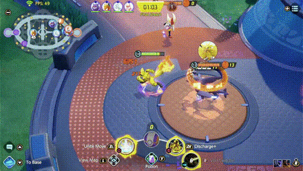 Pokemon UNITE - Zeraora Activating Plasma Gale to Hit Multiple Opponents