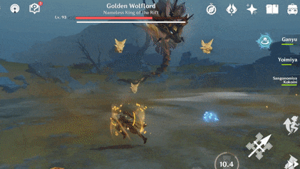 Genshin - Golden Wolflord - Shielded State with Blue Rifthound Skulls