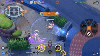 Pokemon UNITE - Sylveon Leaping Over a Wall Using Mystical Fire