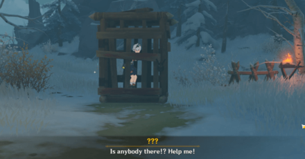Genshin - The Snowy Past - Part II - 3 - Bennett Inside a Wooden Cage