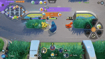 Pokemon UNITE - Snorlax Using Tackle on Zeraora