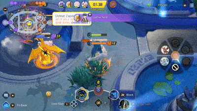 Pokemon UNITE - Snorlax Using Block on Machamp