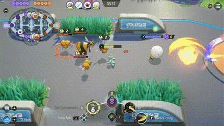 Pokemon UNITE - Machamp Hitting Multiple Pokemon with Karate Chop