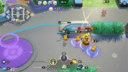 Pokemon UNITE - Lucario Pushing Back Zeraora with Meteor Mash