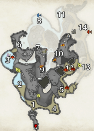 MH Rise - Golden Spiribug Locations in the Lava Caverns (Upper)