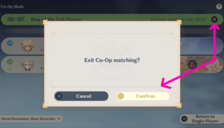 Genshin - Cancel Matching to Stick with Friends