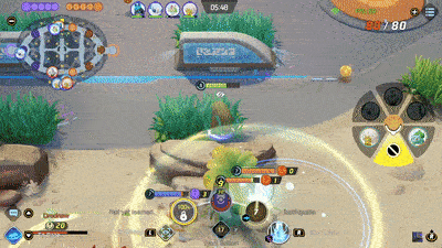 Pokemon UNITE - Mamoswine Using Earthquake on Eldegoss and Venusaur