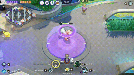 Pokemon UNITE - Slowbro Using Slack Off Inside Goal Zone