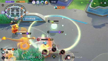 Pokemon UNITE - Eldegoss Dealing Damage with Cotton Spore