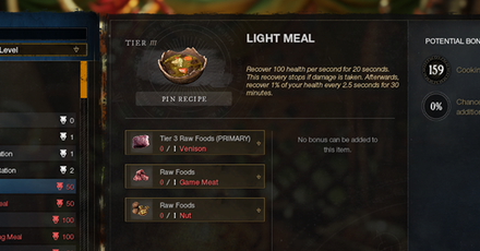 New World - Cooking Level 50 to 150