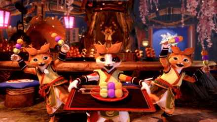 MH Rise - Palicoes with Dangos in Hub