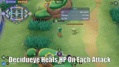 Pokemon UNITE - Decidueye Healing HP on Each Attack