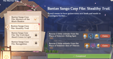 Genshin - Bantan Sango Case Files Stealthy Trail - Collect Rewards