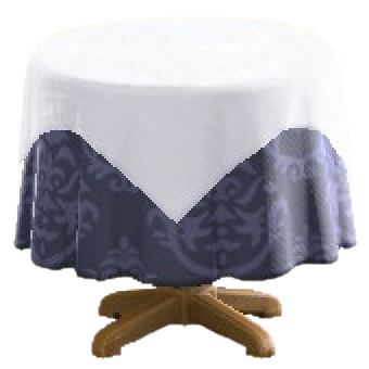 The Damascus-Pattern Blue version of Small Covered Round Table