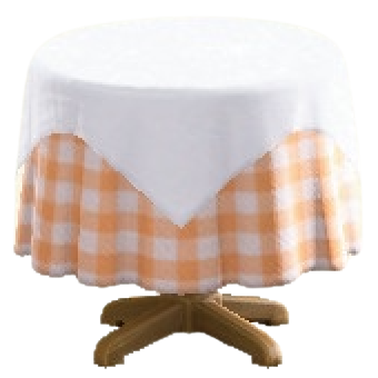 The Orange Gingham version of Small Covered Round Table