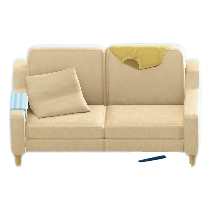 The Yellow (Discarded Clothing) version of Sloppy Sofa