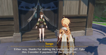 Genshin - Talk to Sango then finish the conversation to complete the quest