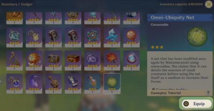 Genshin - Go to Your Inventory and Equip the Omni-Ubiquity Net