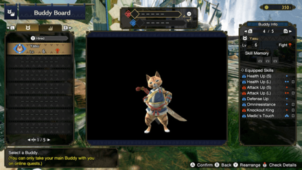 MH Rise - Palico Yasu Equipped Skills