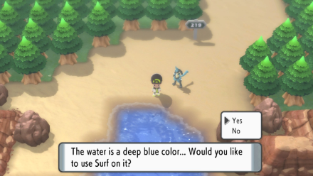 Pokemon BDSP Use Surf on Water