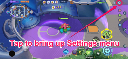 Pokemon UNITE - Tap to Bring Up Settings Menu