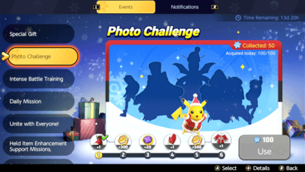 Pokemon UNITE - Photo Challenge Event Screen