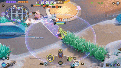 Pokemon UNITE - Tsareena Using Grassy Glide on Absol and Wigglytuff