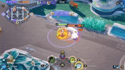 Pokemon UNITE - Tsreena Using Grassy Glide on Blastoise