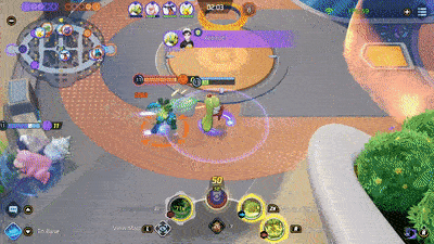 Pokemon UNITE - Tsareena Healing HP Using Stomp on Lucario