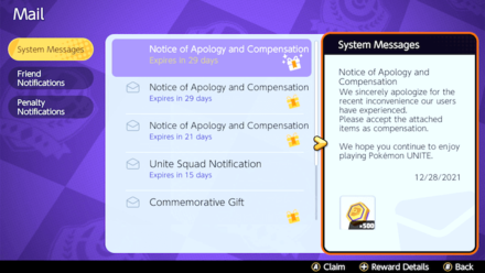 Pokemon UNITE - Aeos Coin Compensation