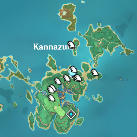 Genshin - Raw Meat Locations in Kannazuka Inazuma
