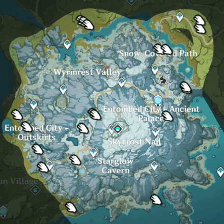 Genshin - Raw Meat Locations in Dragonspine